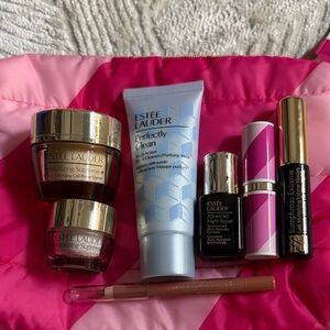 Estée Lauder Skincare & Makeup Set with Pink and Gold Accents